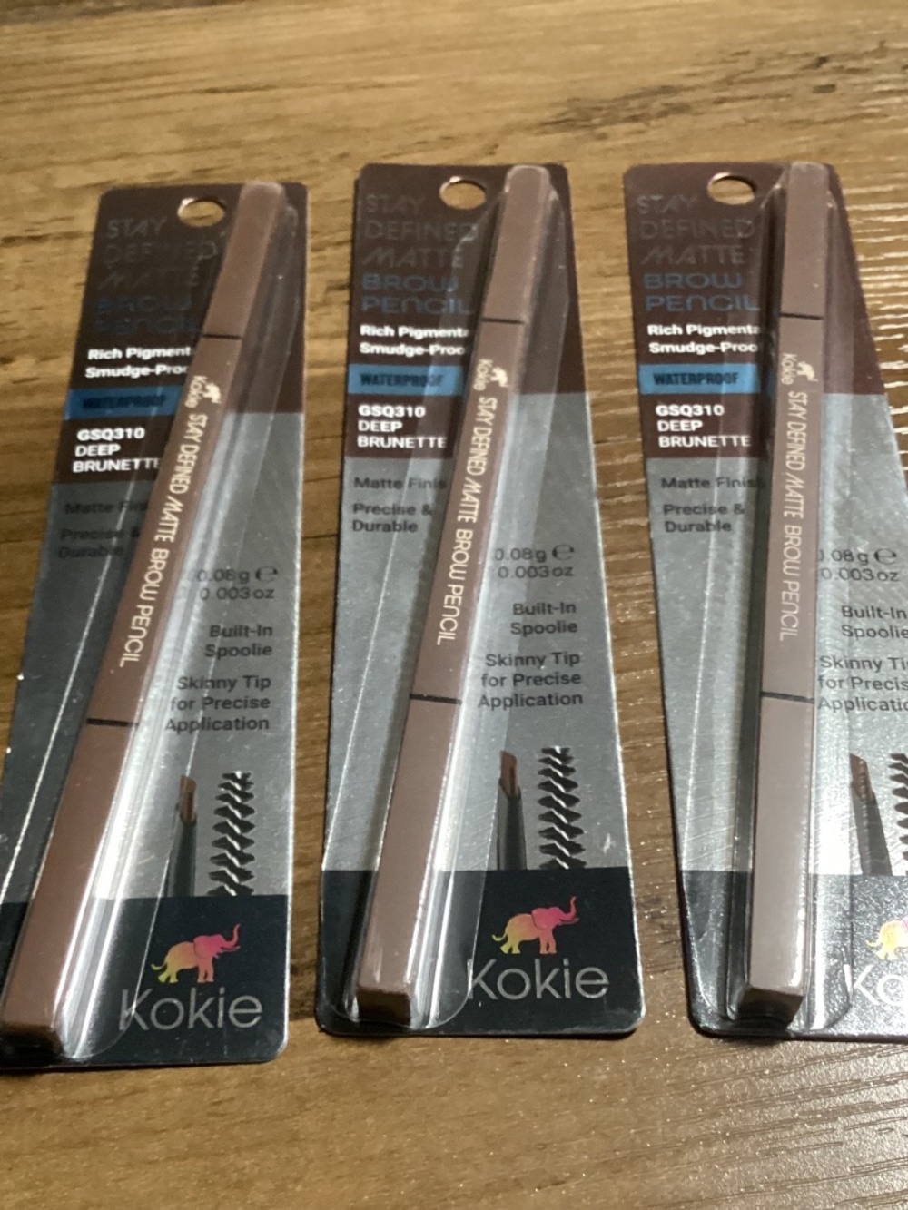 Kokie Stay Defined Matte Brow Pencil Deep Brunette 3-pack GSQ310 New